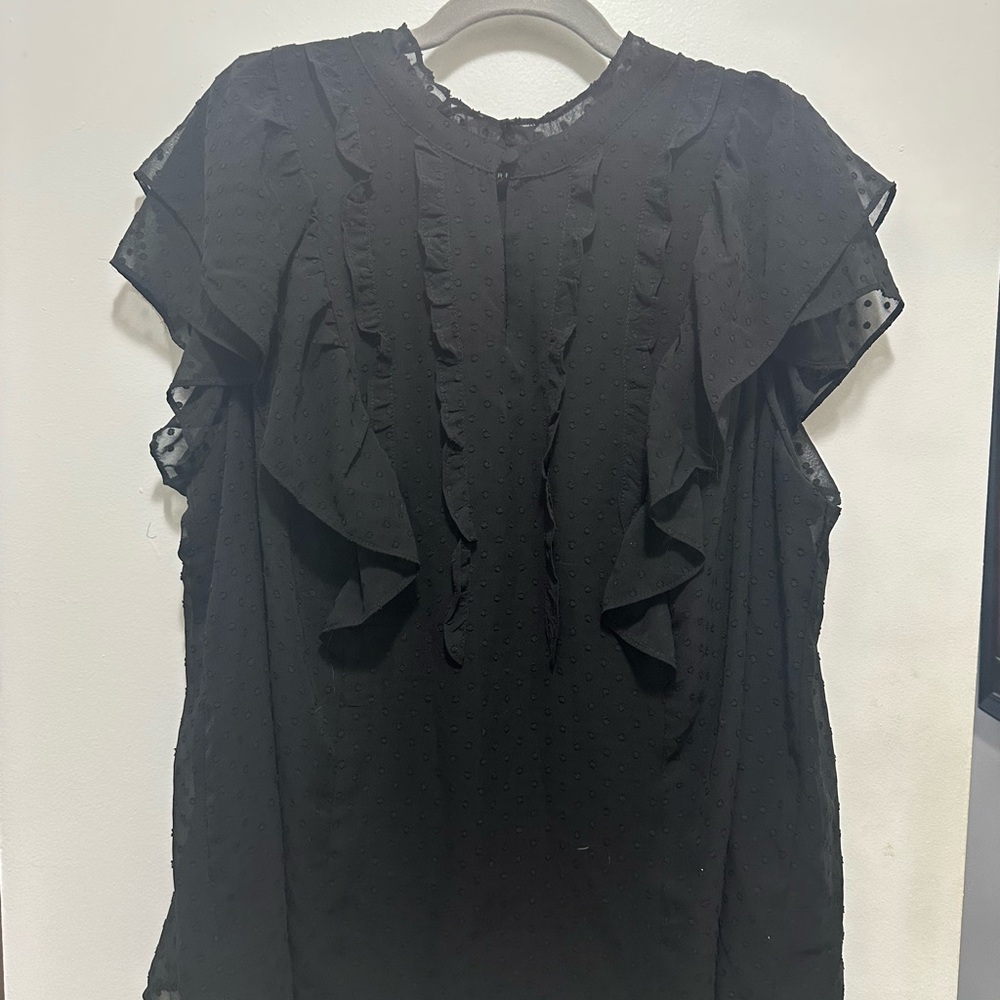 NWOT Torrid Black Ruffle Blouse